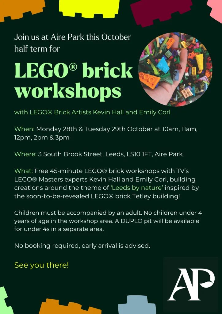 Professional LEGO® Brick Artists to lead half term LEGO® brick workshops at Aire Park 3