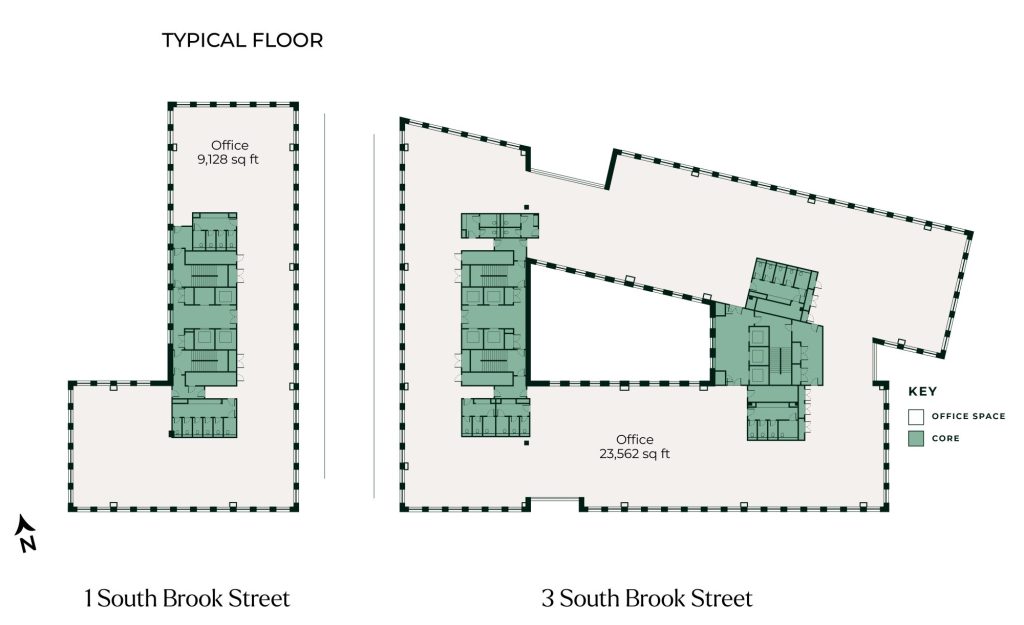 1 & 3 South Brook Street typical floor plan